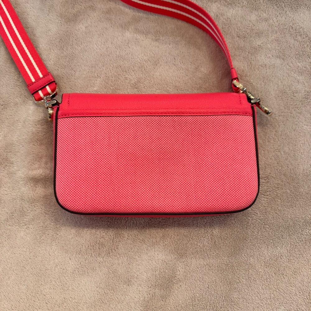 Kate Spade Rosie Flap Crossbody Bag Pink Pebbled Leather Preppy Resort Luxe - Picture 8 of 14